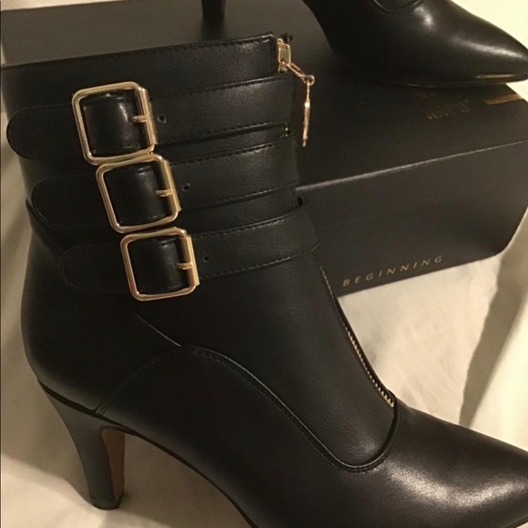NWT Buckle Strap Ankle Booties 3 Inch Pointed Toe Zipper Heels Dress Jeans Boots - Picture 4 of 11